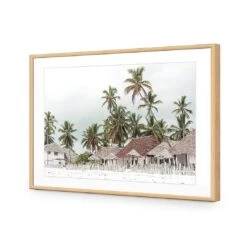 Zanzibar Village -WALL ART DESGIN SALE zanzibar village acrylic glass with border oak frame 45x30cm 891826