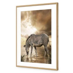 Zebra In Clouds -WALL ART DESGIN SALE zebra in clouds acrylic glass with border oak frame 45x30cm 130974