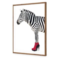 Zebra In Red Boots -WALL ART DESGIN SALE zebra in red boots acrylic glass no border natural frame 45x30cm 263584