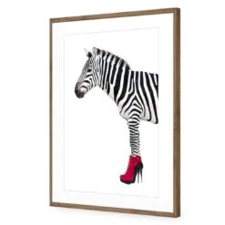 Zebra In Red Boots -WALL ART DESGIN SALE zebra in red boots acrylic glass with border natural frame 45x30cm 324629