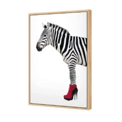 Zebra In Red Boots -WALL ART DESGIN SALE zebra in red boots canvas oak floating frame 45x30cm 146300