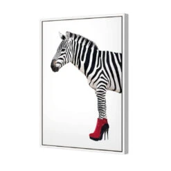 Zebra In Red Boots -WALL ART DESGIN SALE zebra in red boots canvas white floating frame 45x30cm 118087