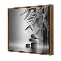 Zen Stones, Black And White (Square) 7 Zen Stones, Black And White (Square) -WALL ART DESGIN SALE zen stones black and white square canvas natural floating frame 37x37cm 386156
