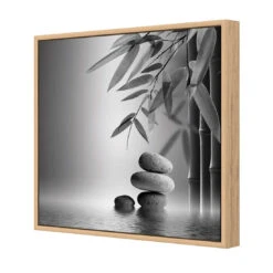 Zen Stones, Black And White (Square) 6 Zen Stones, Black And White (Square) -WALL ART DESGIN SALE zen stones black and white square canvas oak floating frame 37x37cm 690067